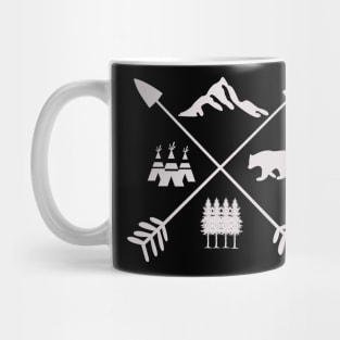 silhouette nature - simple nature design with tribe, mountain, trees Mug